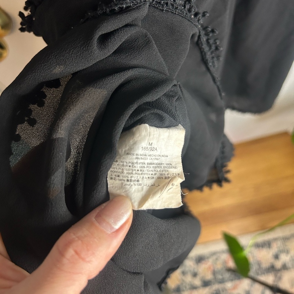 Vintage 00s Old Navy Black Tassel Trim Swim Cover Up Dress | Size M - Picture 4 of 4
